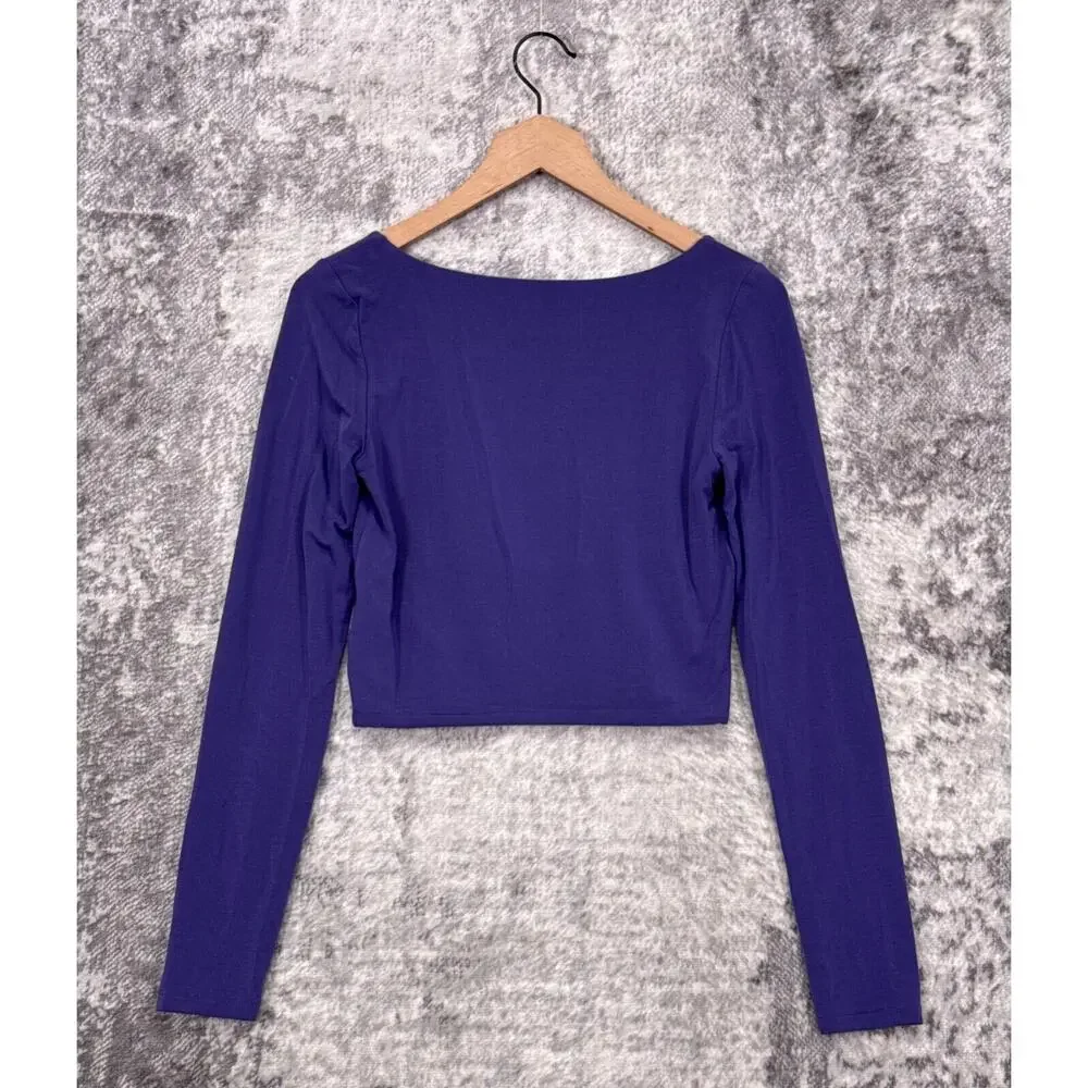 Aritzia Top Medium Womens Wilfred Purple Long Sleeve Crop Blouse